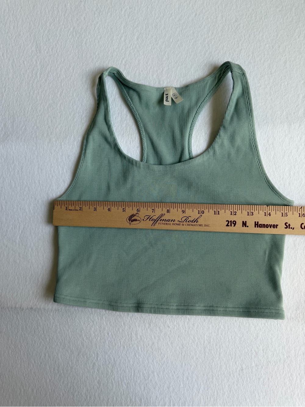 Pact Organic Cotton Ribbed Racerback Sports Bra, Cropped Top, Sage Green, XL - Picture 7 of 7